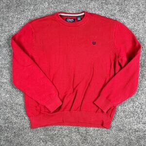 Chaps Sweater Mens Size XXL Red Knit Crewneck Classic Logo Casual Cotton